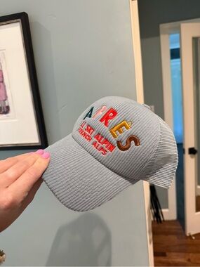 NEW W/ TAGS Anthropologie Light Blue Embroidered 'APRÈS’ Corduroy Baseball Cap